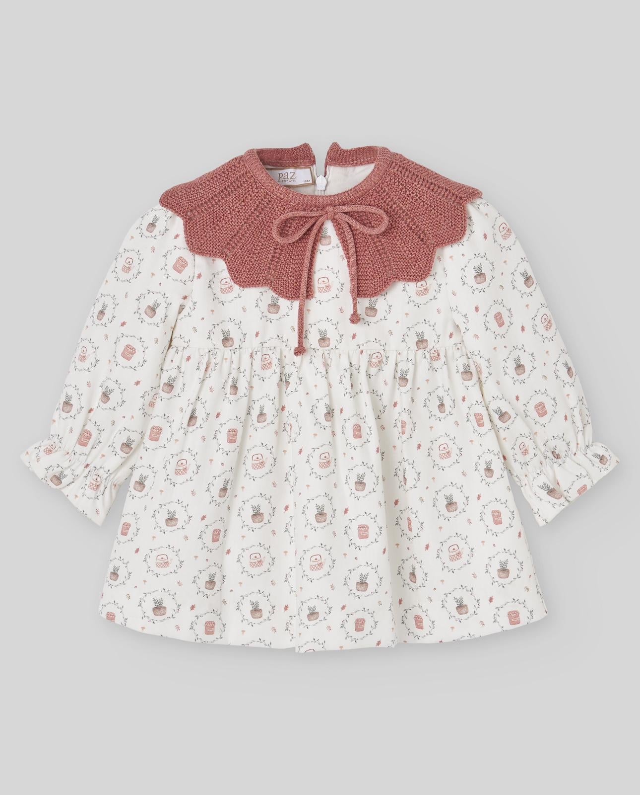VESTIDO ESTAMPADO M/L C/CUELLO DE PUNTO "LUMBRE" para PDH