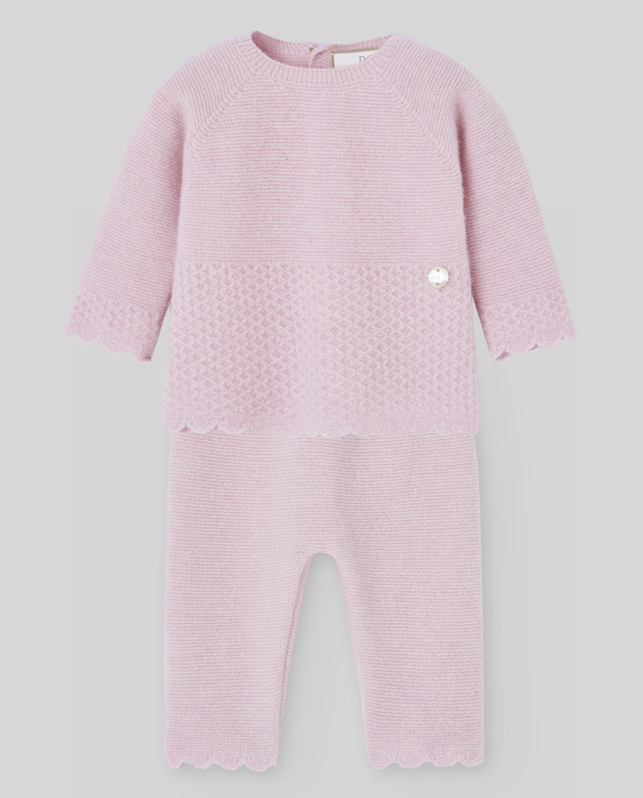 Set knit sweater + leggins in pink ESSENTIA