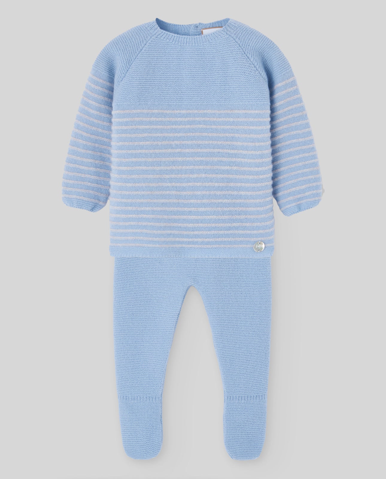 Set knit sweater + leggins in blue ESSENTIA