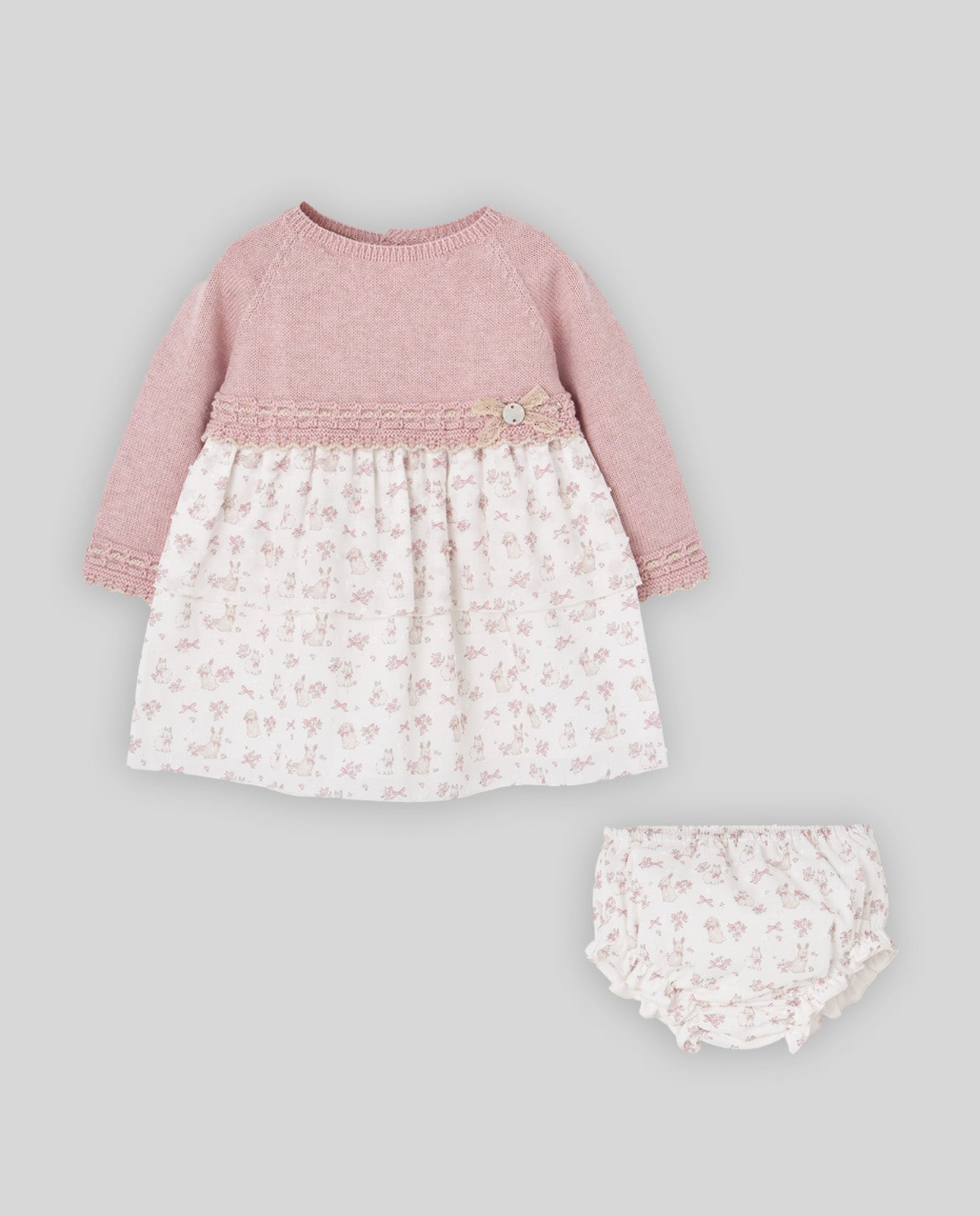 Cotton cashmere dress + plumeti bloomers set VAL