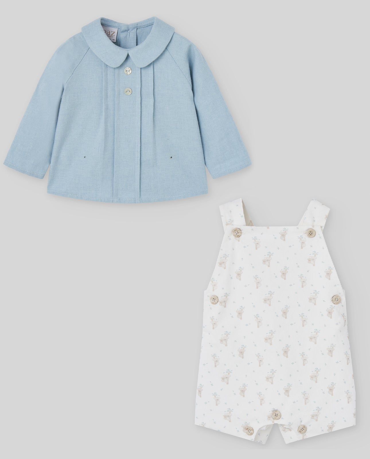 SET WOVEN NEWBORN BLOUSE 006-153062 + OVERALL 007-153063 KOALA