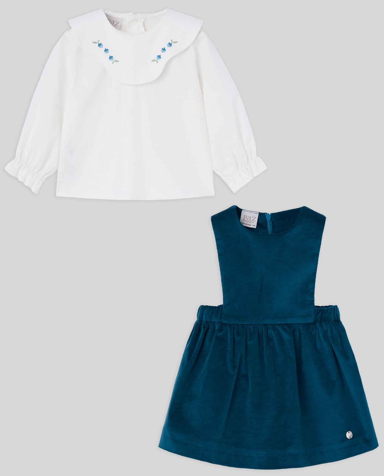 SET WOVEN NEWBORN BLOUSE 006-153137 + DRESS 004-153138 "QUINTA"