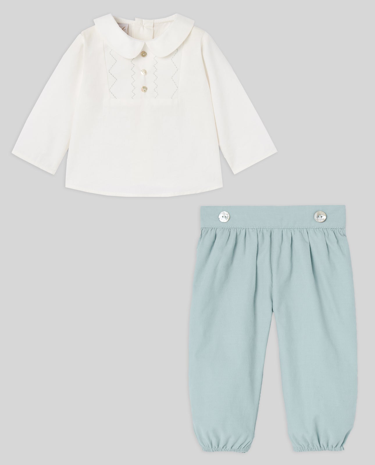 SET WOVEN NEWBORN BLOUSE 006-152967 + TROUSERS 007-152961 "SEMILLA"