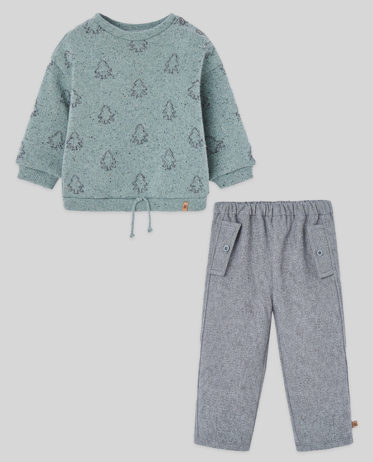 SET KNIT NEWBORN SWEATER 014-132870 + WOVEN TROUSERS 007-192860 BARNEY